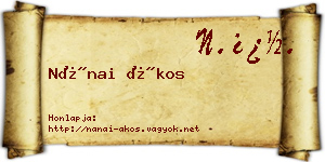 Nánai Ákos névjegykártya